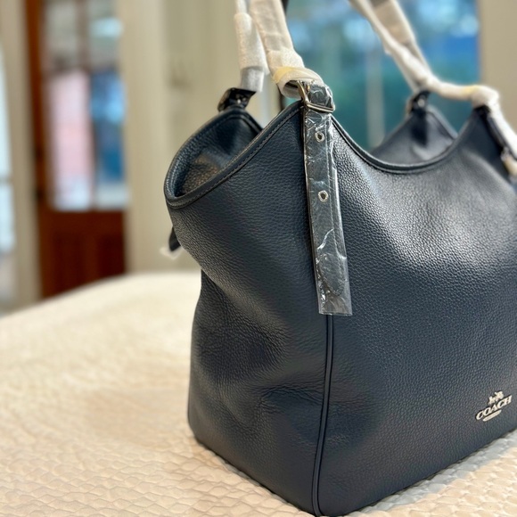 Coach NEW WITH TAGS Meadow Denim Pebbled Leather Shoulder Bag + authenticity 📝 - Picture 11 of 16